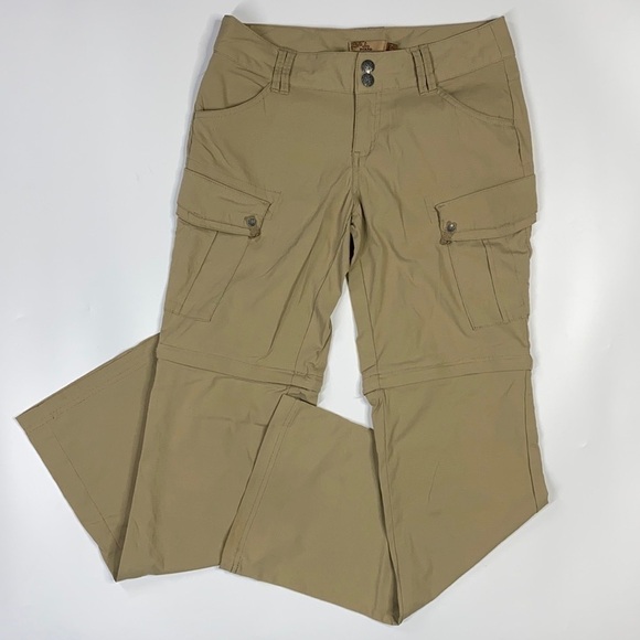 Prana Sage Convertible Hiking Pants Tan Relaxed Fit Straight Leg Size 0 - Picture 1 of 11
